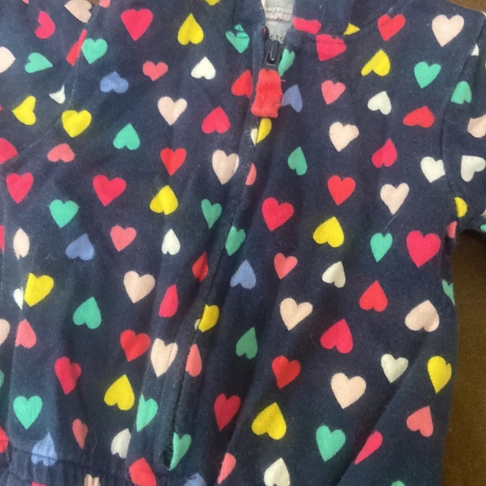 Carters Girls Multi Color Heart Hooded One Piece 12m